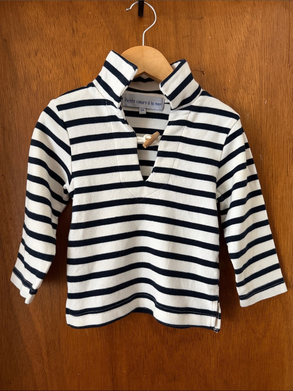 Navy & White Striped Kids Pullover Shirt